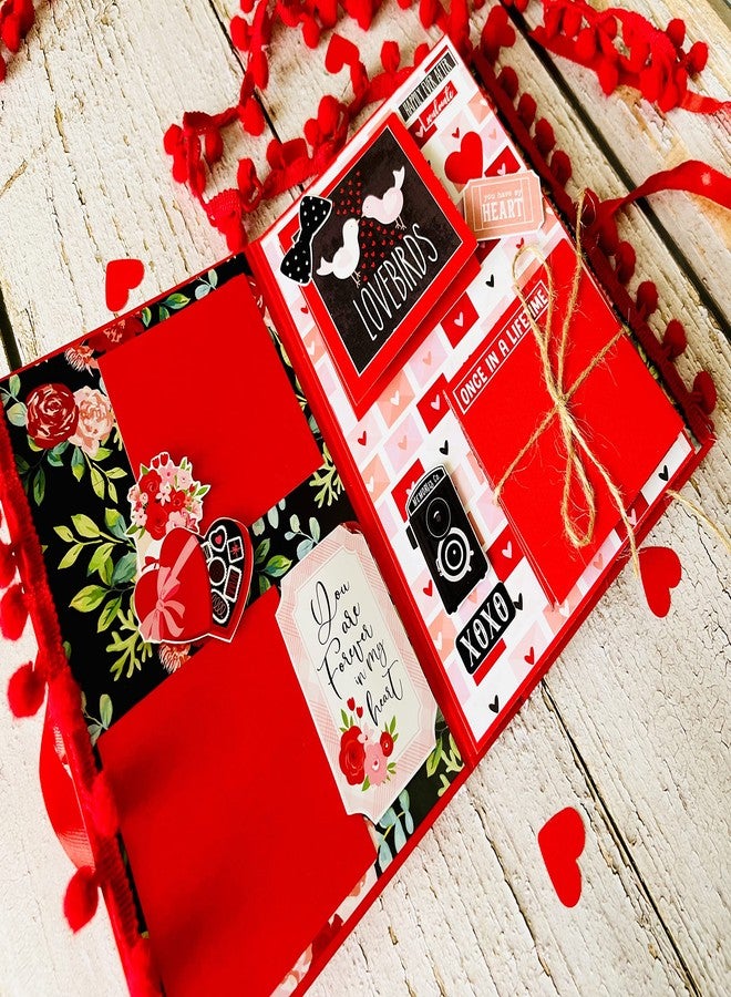 Crafted Forever 'Falling hearts in a jar' scrapbook photo album for anniversary, birthday, romantic memories - A5 size, holds 36 photos, satin closure… (Without Photos) - Image 2